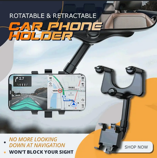 💎 -50% ON ROTATABLE & RETRACTABLE CAR PHONE HOLDER! 💎 Mounts on Rearview Mirror, 360° Adjustable for Safe Driving ✨
