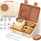 🍱 Bento Box for Kids, Leakproof Kids Bento Lunch Box Container with 8oz Insulated Thermo Food Jar, Sauce Jar, Utensil, DIY Stickers for School Boys Girls, 3-4 Compartments, BPA-Free