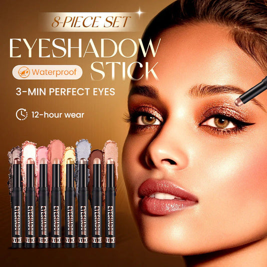 🎄50K+ SOLD! 🎁✨8 Colors Glitter Eyeshadow Stick Waterproof & Long-Wearing & Multi-Use