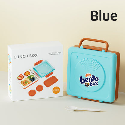 🍱 Bento Box for Kids, Leakproof Kids Bento Lunch Box Container with 8oz Insulated Thermo Food Jar, Sauce Jar, Utensil, DIY Stickers for School Boys Girls, 3-4 Compartments, BPA-Free