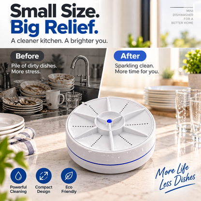 Compact Home Dishwasher, Ultrasonic Turbine Washer, Mini Portable Washing Machine for Business Trips and Travel