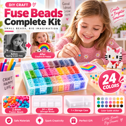 24000 Pcs Mini Fuse Beads Kit 48 Colors 2.6mm Melting Beads All-in-one Iron Bead Set with Accessories for Pixel Art, Keychain Making, Birthday Gift for Adult Handmade Project