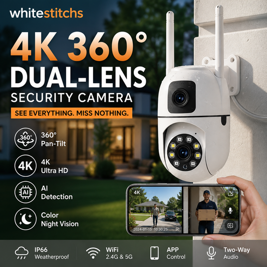 ⏰ Now only 50% off!🔍360° Pan-Tilt 4K Dual-Lens Security Camera – Outdoor Wi-Fi Surveillance Camera