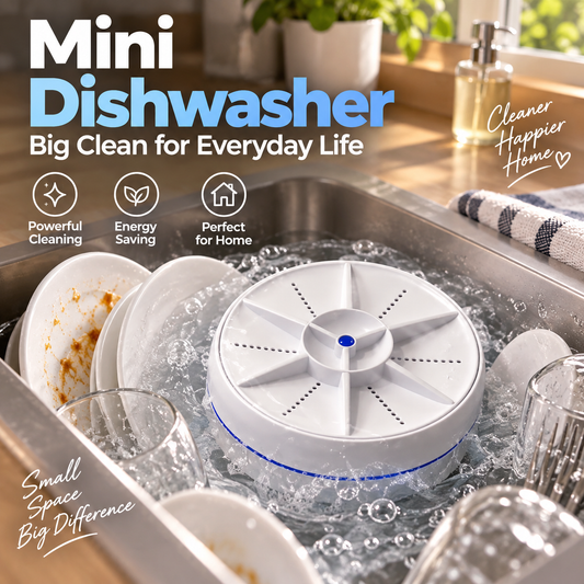 Compact Home Dishwasher, Ultrasonic Turbine Washer, Mini Portable Washing Machine for Business Trips and Travel