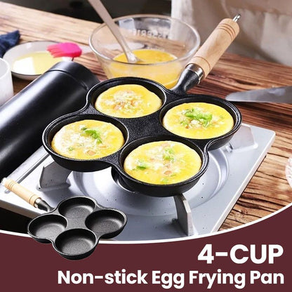🍳 50% OFF NOW! 🔥 4-Cup Cast Iron Egg Frying Pan - Non-Stick & Even Heating, Perfect for Breakfast Sandwiches or Pancakes 🥪✨