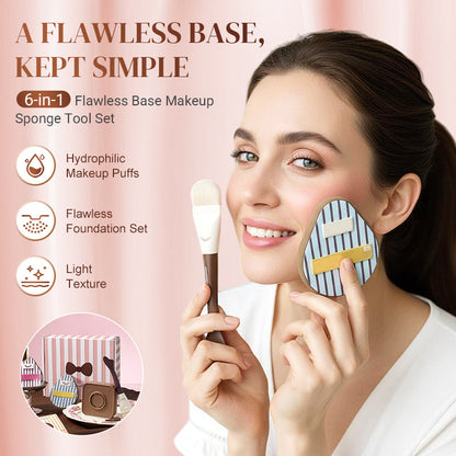 🥳2026 HOT SALE🥳💞50K+ SOLD!🔍🧽 6-in-1 Make-up-Schwamm-Werkzeugset mit makelloser Basis 💼✨