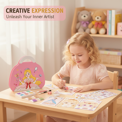 👑LAST DAY SALE ONLY ＄19.99!! 🎨 Princess Makeup & Diamond Painting Craft Kit – Mess-Free Paper Play, Realistic Fun for Girls ✨