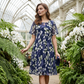 ✨🛍️Fresh Drop 🍃 Green & White Floral Chiffon Dress – A-Line Silhouette for Graceful Movement