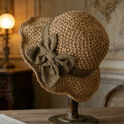 👒⏰ 50% OFF LIMITED TIME! Elegant Woven Straw Hat with Bow – Wide Brim, Adjustable & Foldable for Summer & Travel ✨