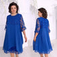 👗 50% OFF! Sheer Lace Midi Dress – Flattering round neck, soft & wrinkle-resistant. Sheer sleeves add elegance. Pink & blue, sizes up to 5XL. Every curve celebrated. 🎀✅