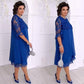 👗 50% OFF! Sheer Lace Midi Dress – Flattering round neck, soft & wrinkle-resistant. Sheer sleeves add elegance. Pink & blue, sizes up to 5XL. Every curve celebrated. 🎀✅