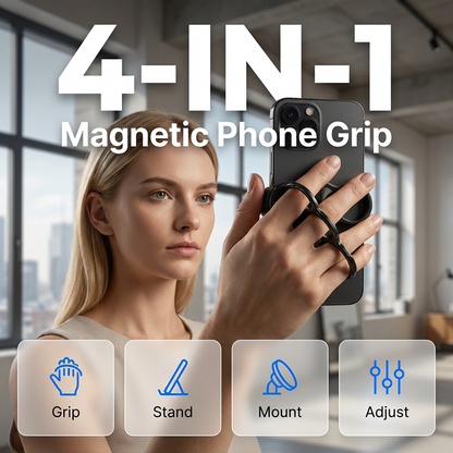 Multi-functional 4-Ring Magnetic Phone Grip & Stand