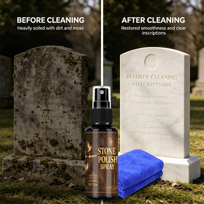 🏛️ Grave Marker Cleaning Spray + Microfiber Cloth – Removes moss and dirt – Cash on delivery 🔥✨