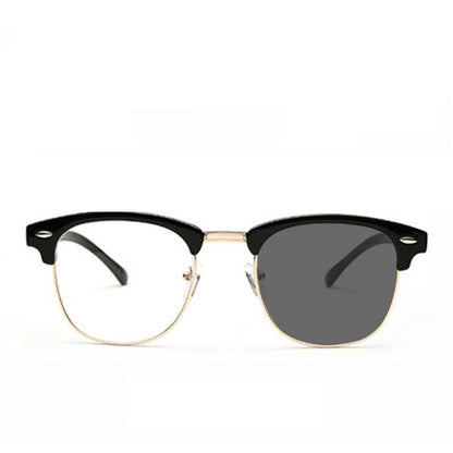 Retro Half-Frame Photochromic Blue Light Blocking Glasses
