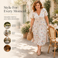 Women's V-Neck Floral Print Dress with Twist Waist