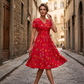 Women's V-Neck Floral Print Dress with Twist Waist