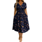 Women's V-Neck Floral Print Dress with Twist Waist