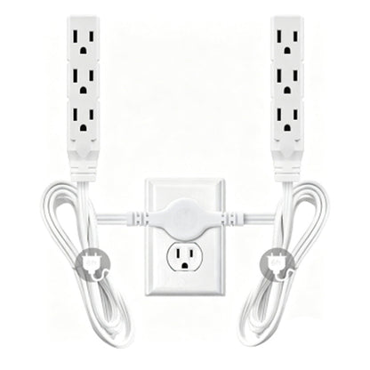 Flat Plug Power Splitter with Dual Extension Cords