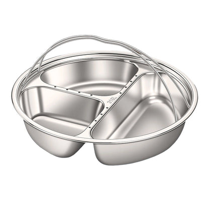 Stainless Steel Divided Steaming Plate with Handles