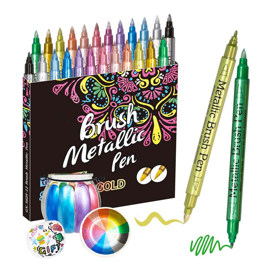 🎨Vibrant Colors Metallic Marker Pens Set | Shiny Metallic Art Markers for Crafts & DIY