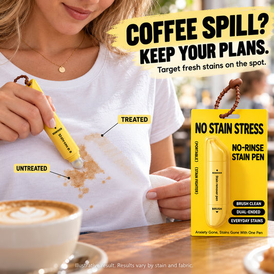 🧼 Portable Dual-Head Stain Remover Pen✨ Instant No-Rinse Emergency Spot Cleaner for Clothes, Oil & Coffee Stains