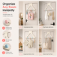 Cream Over the Door Hook Organizer Rack Heightened and Reinforced Punch Free Heavy Duty Coat Hat and Bag Hanging Rack for Bedroom
