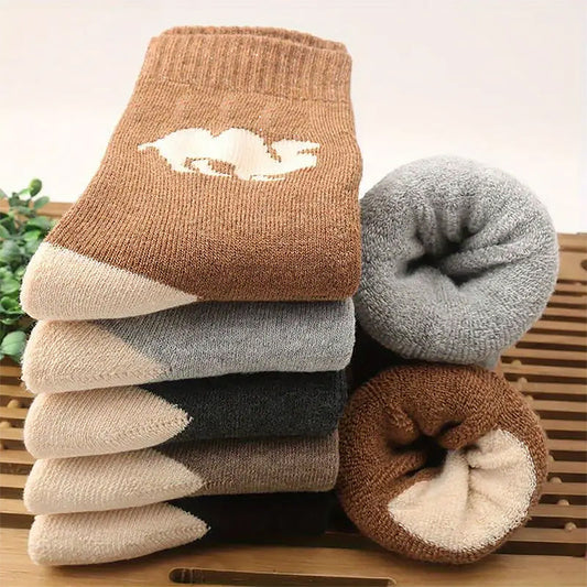 Vintage Style Faux Wool Socks with Thick Terry Lining