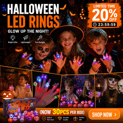 🔥🎃Spooky Season Hot Sale 50% OFF:＄19.99‼️✨LED Light Halloween Glowing Ring 💍| Flashing Light‑Up Party Favor for Halloween Night👻